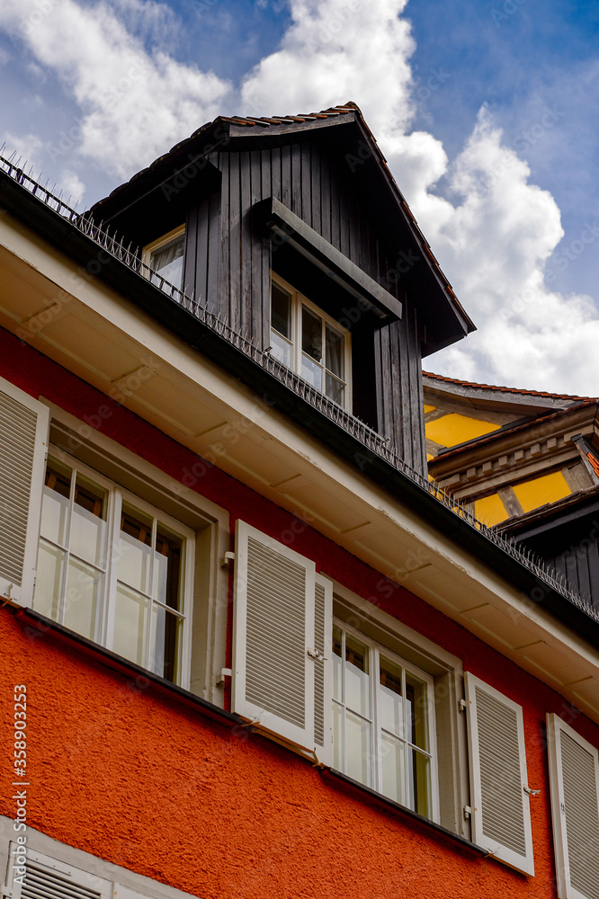 Architecture of Meersburg. a town of Baden-Wurttemberg in Germany at Lake Constance.