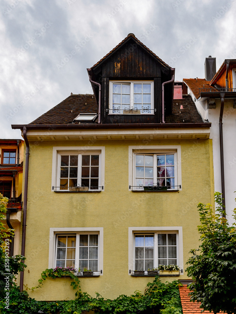 Architecture of Meersburg. a town of Baden-Wurttemberg in Germany at Lake Constance.