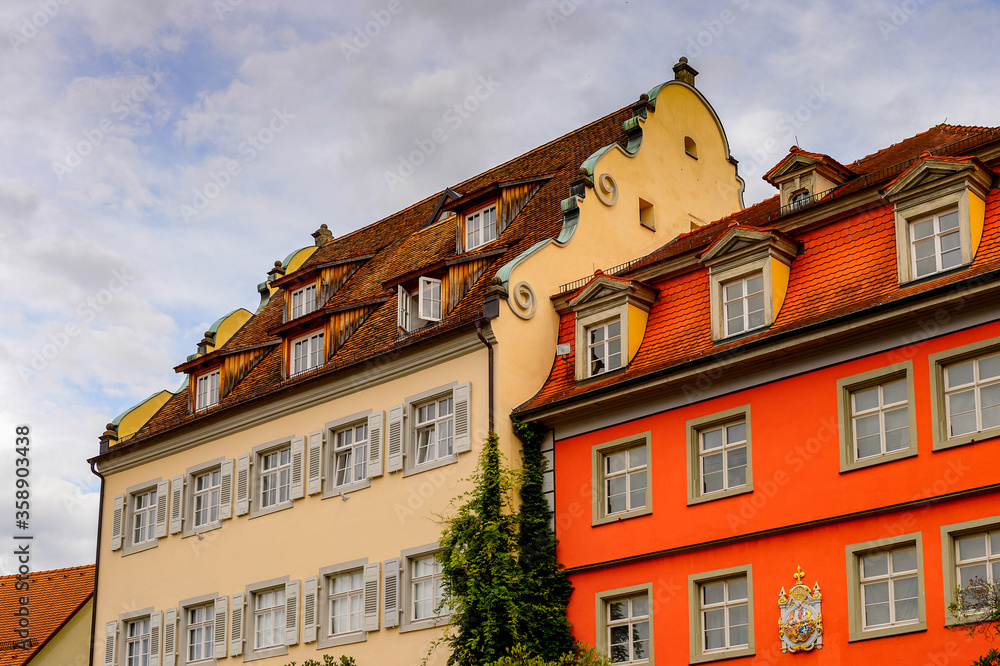 Fototapeta premium Architecture of Meersburg, a town of Baden-Wurttemberg in Germany at Lake Constance.
