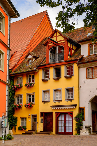 Architecture of Meersburg, a town of Baden-Wurttemberg in Germany at Lake Constance.