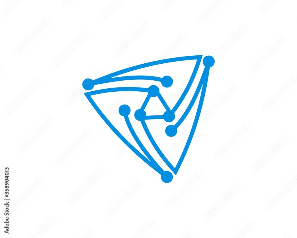 Triangle shape with circle and connection Triangle shape with circle and connection