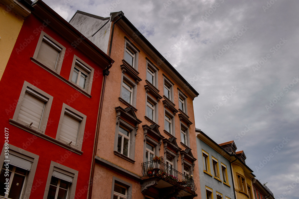 Architecture of  Marktstatte, the main square of Konstanz, a small town in Germany