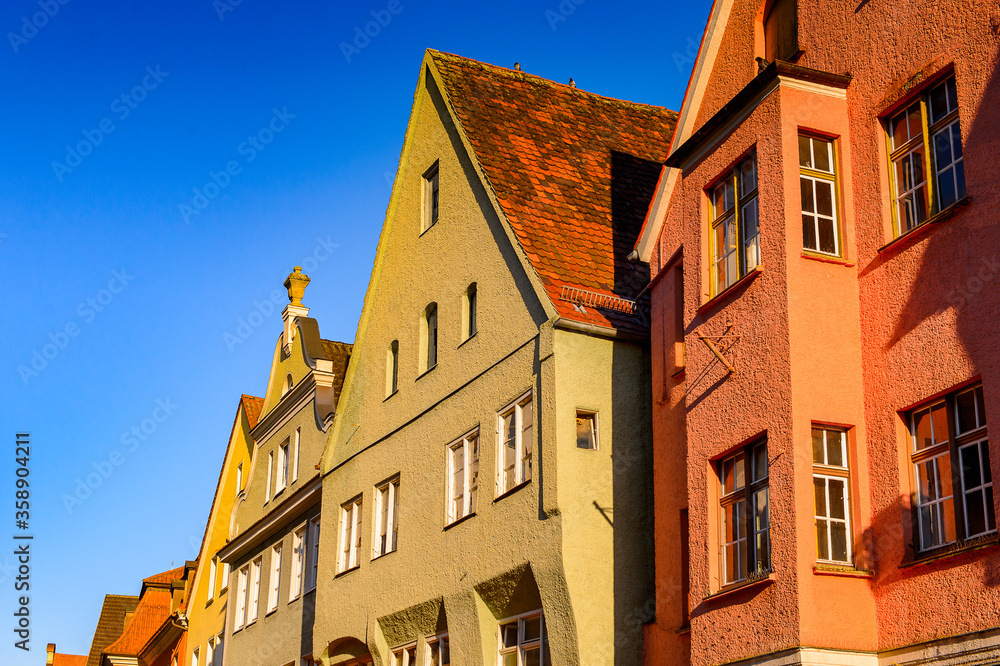 Architecture of Memmingen, a town in Swabia, Bavaria, Germany.
