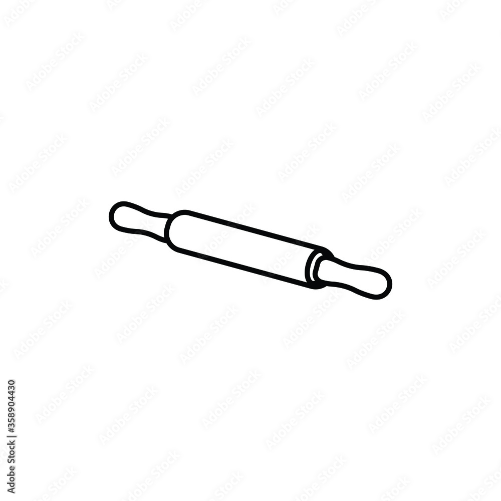 vector illustration rolling pin kitchen equipment image vector icon flat logo. Outline icon isolated on white background.