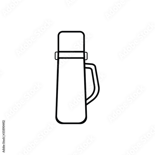 vector illustration thermos bottle kitchen equipment image vector icon flat logo. Outline icon isolated on white background.