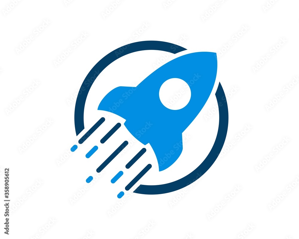 Circle shape with fast rocket inside Circle shape with fast rocket inside