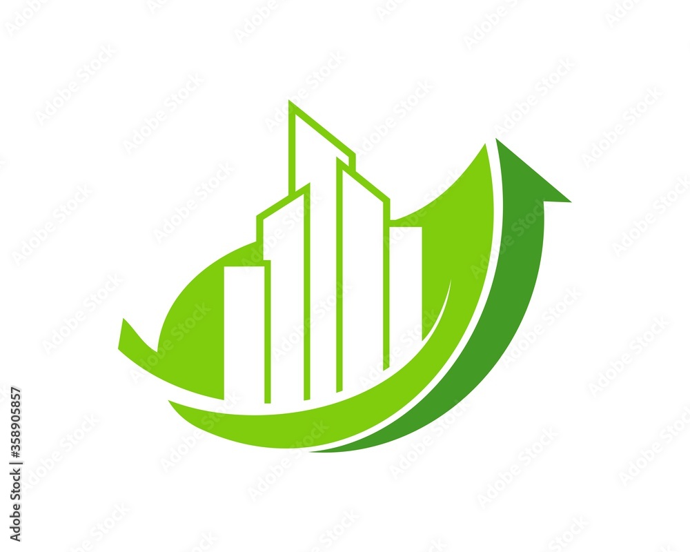 Green leaf with city inside Green leaf with city inside