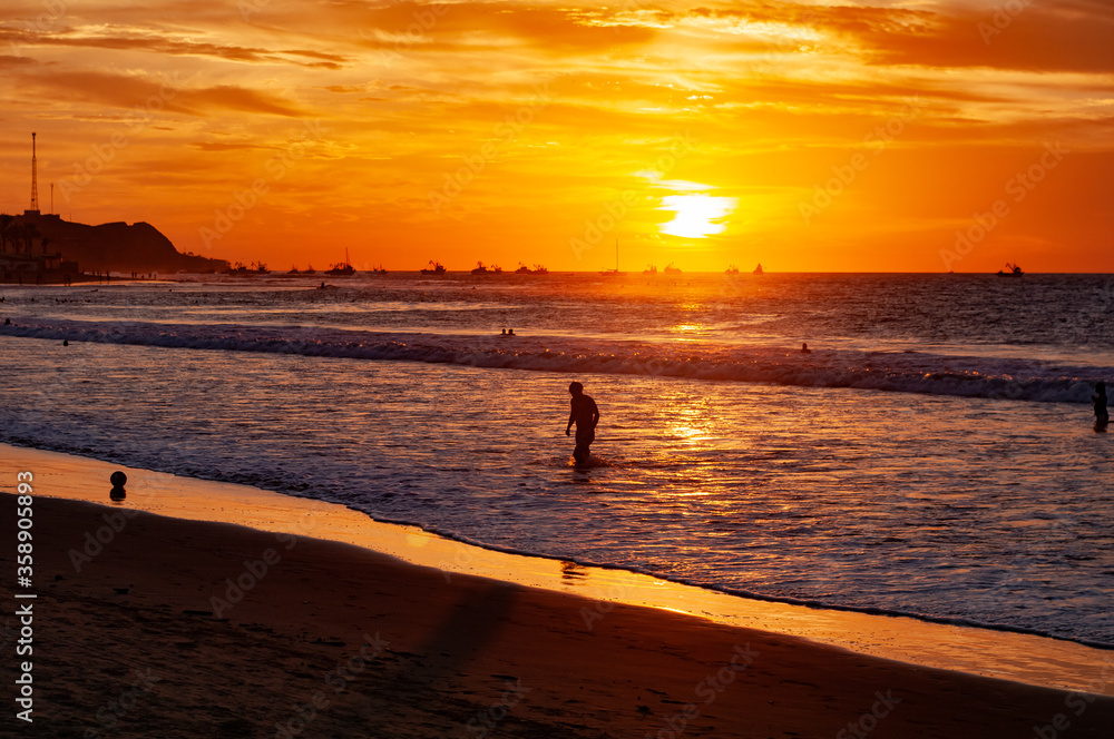 Sunset and a half of a quiet beach. Sunset and a half of a quiet beach.