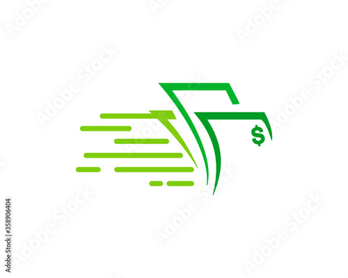 Money and speed effect with green colors