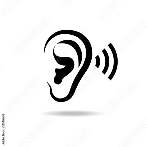 Ear icon Hearing symbol isolated on white background