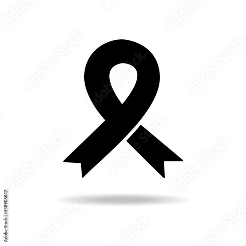 Black awareness ribbon icon isolated on white background. Mourning and melanoma symbol