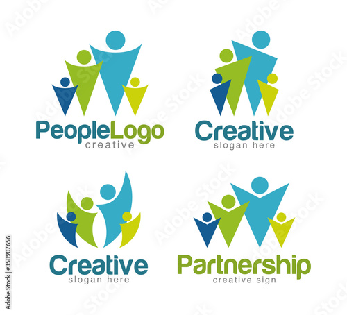 Social Network Team Partners Friends logo design vector