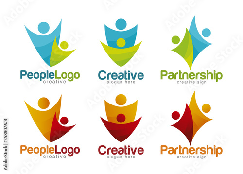 Social Network Team Partners Friends logo design vector