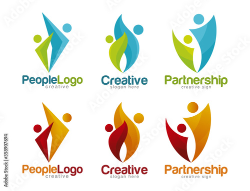 Social Network Team Partners Friends logo design vector