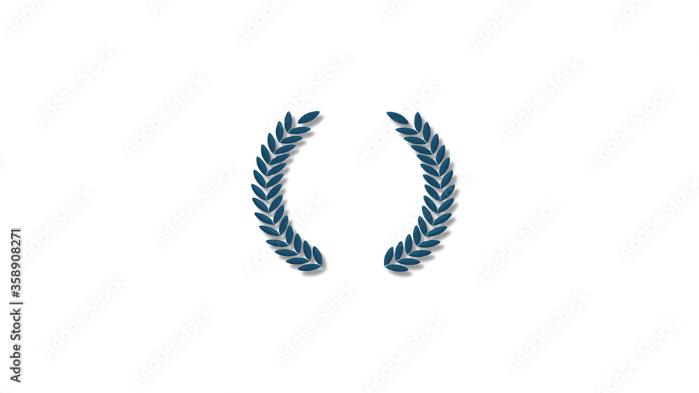 Amazing aqua dark 3d wreath icon on white background Amazing aqua dark 3d wreath icon on white background