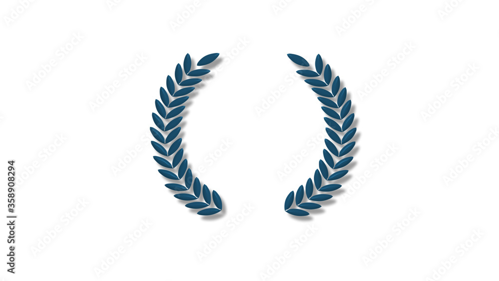 Amazing aqua dark 3d wreath icon on white background