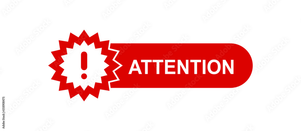 Attention red paper speech bubble. Red danger warning attention or exclamation sign in a speech bubble. Exclamation mark icon. Attention sign icon. Hazard warning symbol. Attention red paper speech bubble. Red danger warning attention or exclamation sign in a speech bubble. Exclamation mark icon. Attention sign icon. Hazard warning symbol.