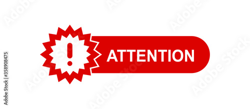 Attention red paper speech bubble. Red danger warning attention or exclamation sign in a speech bubble. Exclamation mark icon. Attention sign icon. Hazard warning symbol.