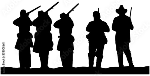 vector silhouettes of American Civil War Soldiers 