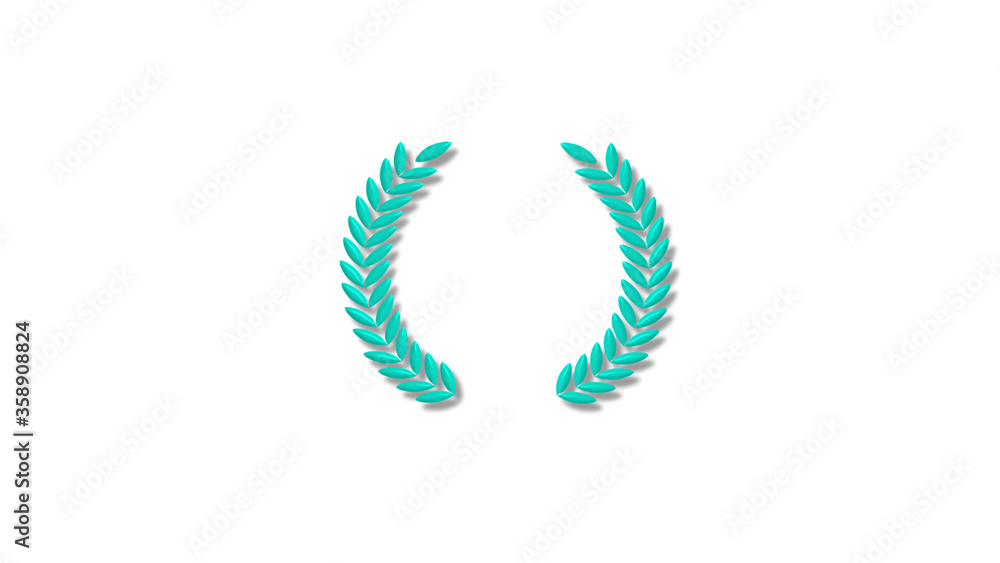 New aqua color 3d wreath icon on white background,3d wheat icon New aqua color 3d wreath icon on white background,3d wheat icon