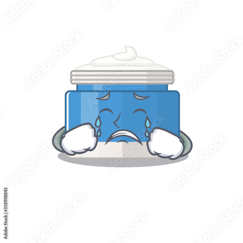 Caricature design of moisturizer cream having a sad face