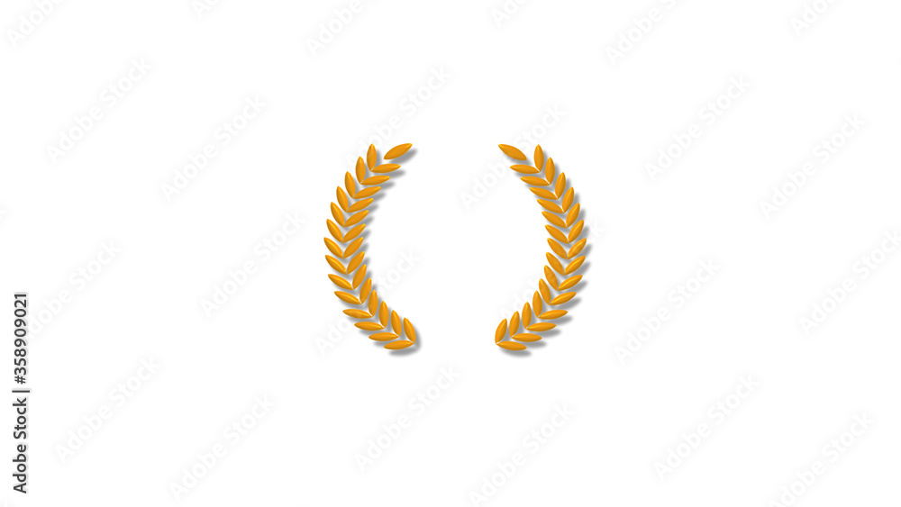 New orange color 3d wreath icon on white background,Best wheat icon