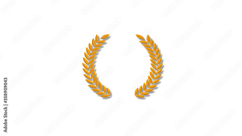 New orange color 3d wreath icon on white background,Best wheat icon