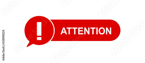 Attention red paper speech bubble. Red danger warning attention or exclamation sign in a speech bubble. Exclamation mark icon. Attention sign icon. Hazard warning symbol.