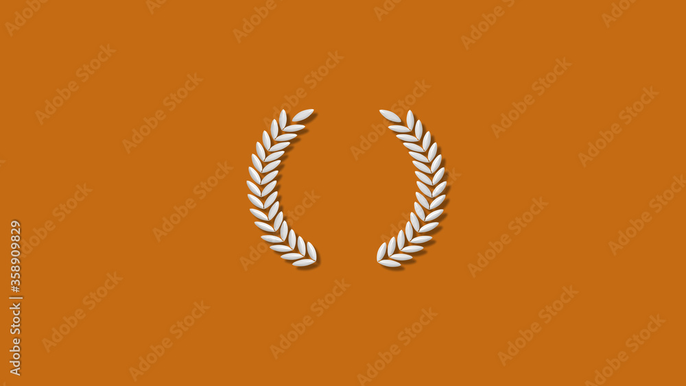 New white color 3d wreath icon on brown background,logo wreath icon