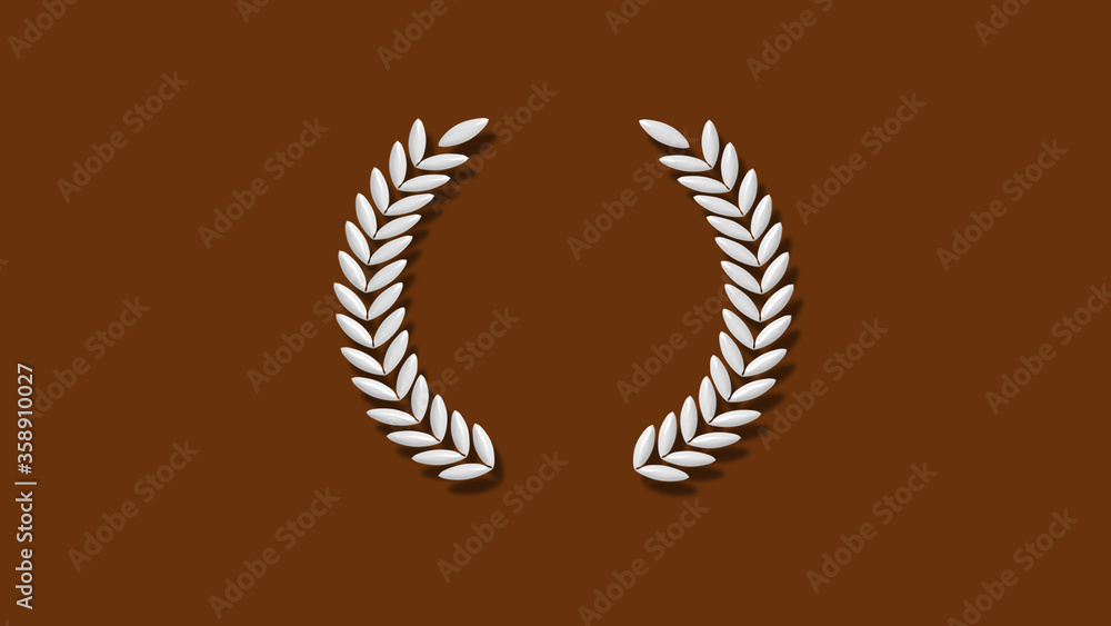 3d wreath icon on brown dark background,New 3d wheat icon