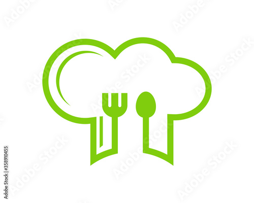 Chef hat with fork and spoon