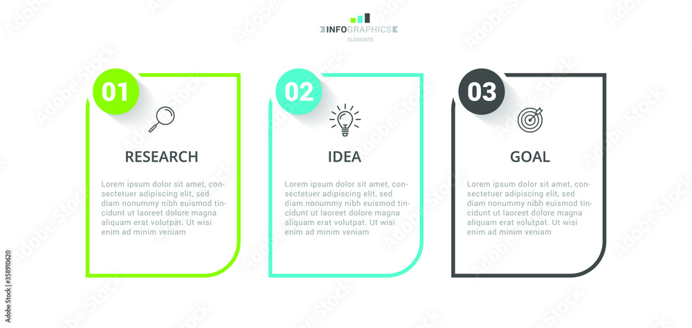 Vector Infographic label design template with icons and 3 options or steps. Can be used for process diagram, presentations, workflow layout, banner, flow chart, info graph.