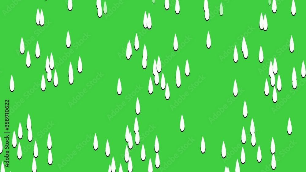 Rain cartoon animation on green screen. water drop Rain cartoon animation on green screen. water drop