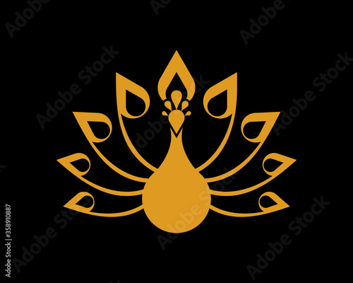 Luxurious peacock with golden colors