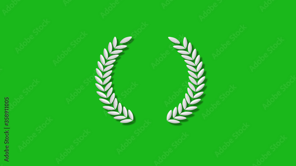 White color 3d wreath icon on green background,New wreath icon White color 3d wreath icon on green background,New wreath icon
