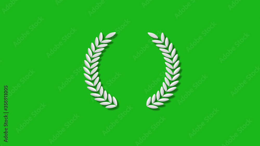 White color 3d wreath icon on green background,New wreath icon