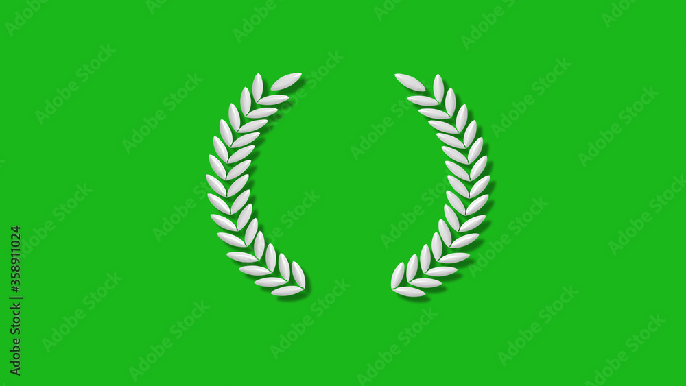 White color 3d wreath icon on green background,New wreath icon White color 3d wreath icon on green background,New wreath icon
