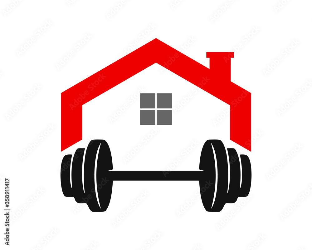 House and dumbbell below Stock Vector Adobe Stock