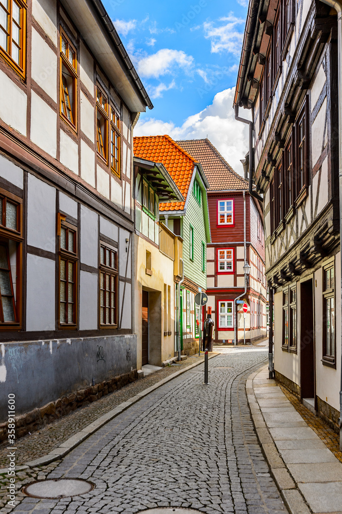 It's Street in Wernigerode, a town in the district of Harz, Saxony-Anhalt, Germany