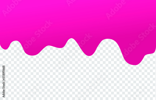 Flowing cherry or raspberries jam. Dripping pink caramel. Paint drip or nail polish. Slime vector texture.