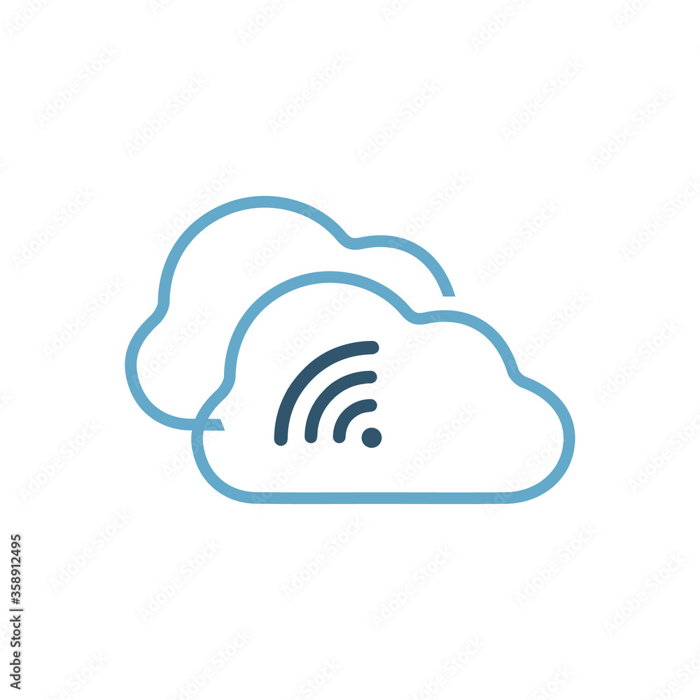 stacked cloud Logo design with wifi vector icon illustrations stacked cloud Logo design with wifi vector icon illustrations