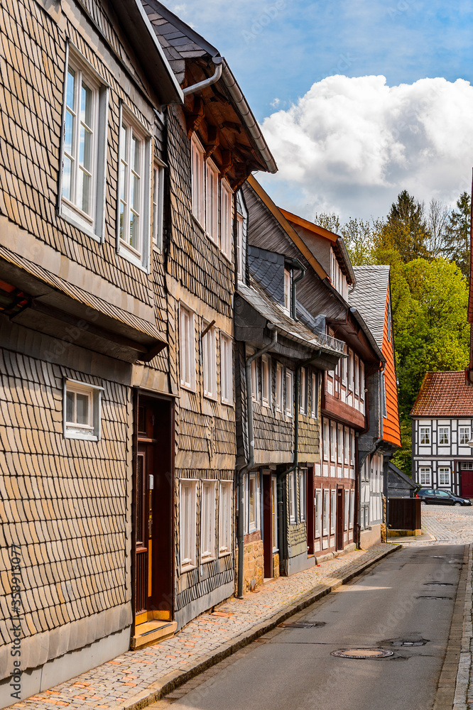 It's Architecture in the Old town of Gorlar, Lower Saxony, Germany. Old town of Goslar is a UNESCO World Heritage