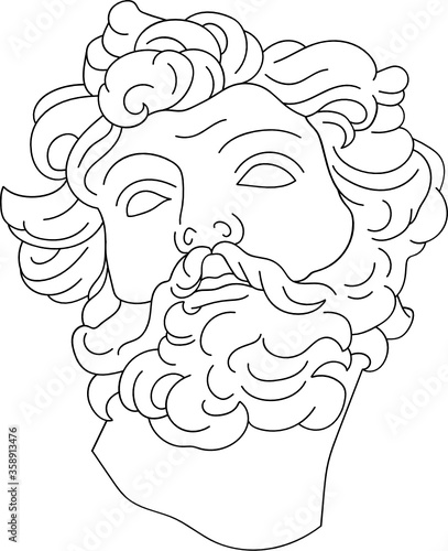 aesthetic greek bust sculpture line art old man with a beard