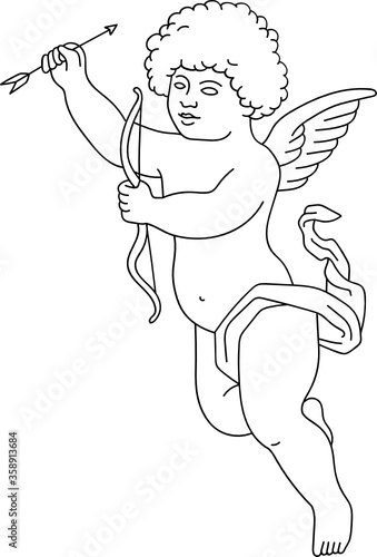 minimalist line art angel cherub cupid