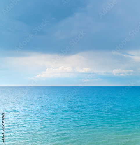 Cloudy sky and sea.