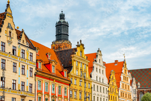 It's Colorful Houses on the Market square in Wroclaw, Poland