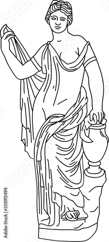 aesthetic greek sculpture line art woman full body