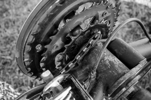 close up of a bicycle wheel