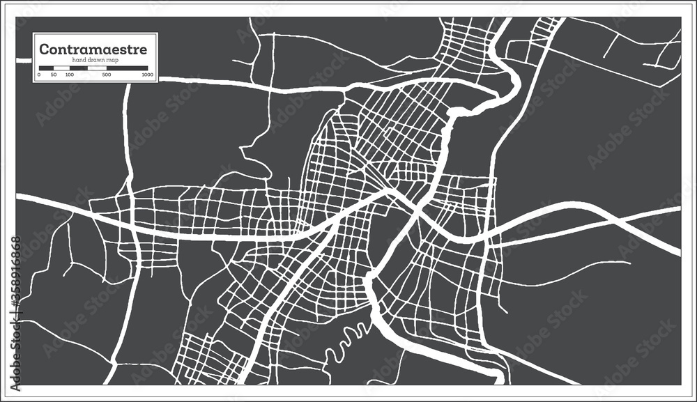 Contramaestre Cuba City Map in Retro Style. Outline Map.