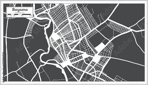 Bayamo Cuba City Map in Retro Style. Outline Map.